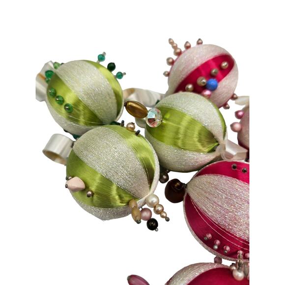 Lot of 10 Vintage 1990s Ball Christmas Ornaments Red Green - Picture 2 of 4